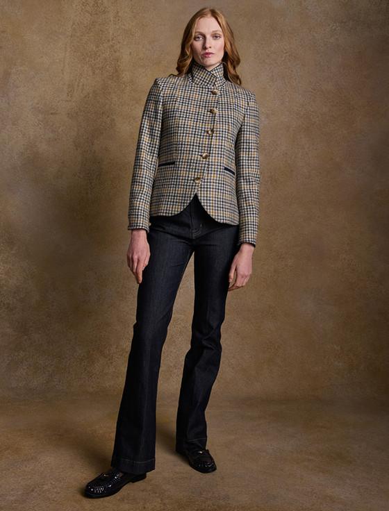 Aran Cashmere Sasha Tweed Blazer - Saffron Cobalt Blue