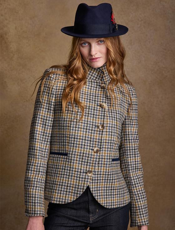 Aran Cashmere Sasha Tweed Blazer - Saffron Cobalt Blue