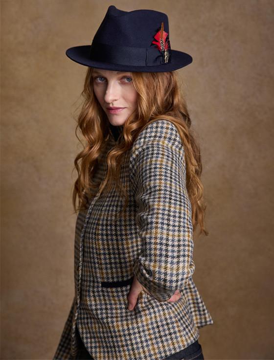 Aran Cashmere Sasha Tweed Blazer - Saffron Cobalt Blue