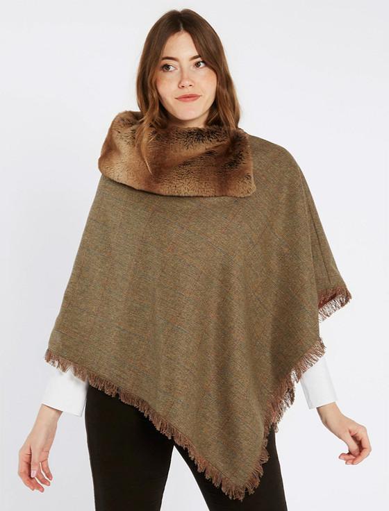 Aran Cashmere Silverfir Pure Wool Tweed Poncho - Burren
