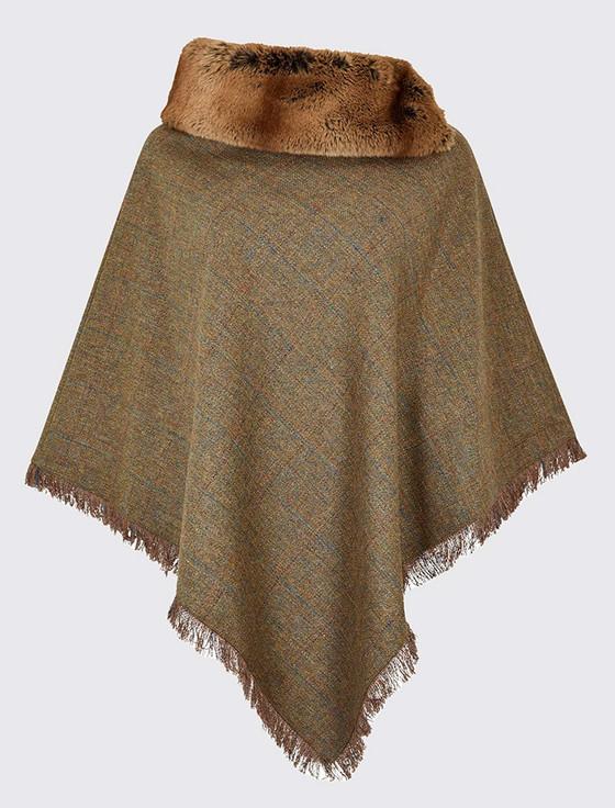 Aran Cashmere Silverfir Pure Wool Tweed Poncho - Burren