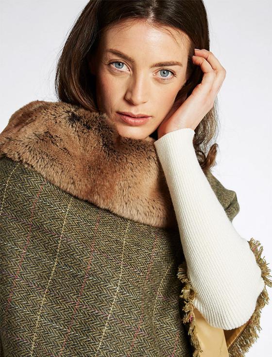 Aran Cashmere Silverfir Pure Wool Tweed Poncho - Thistle