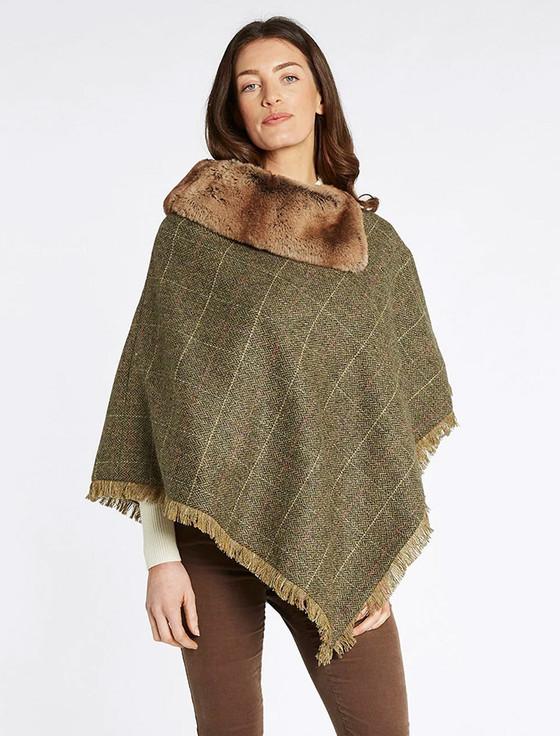 Aran Cashmere Silverfir Pure Wool Tweed Poncho - Thistle