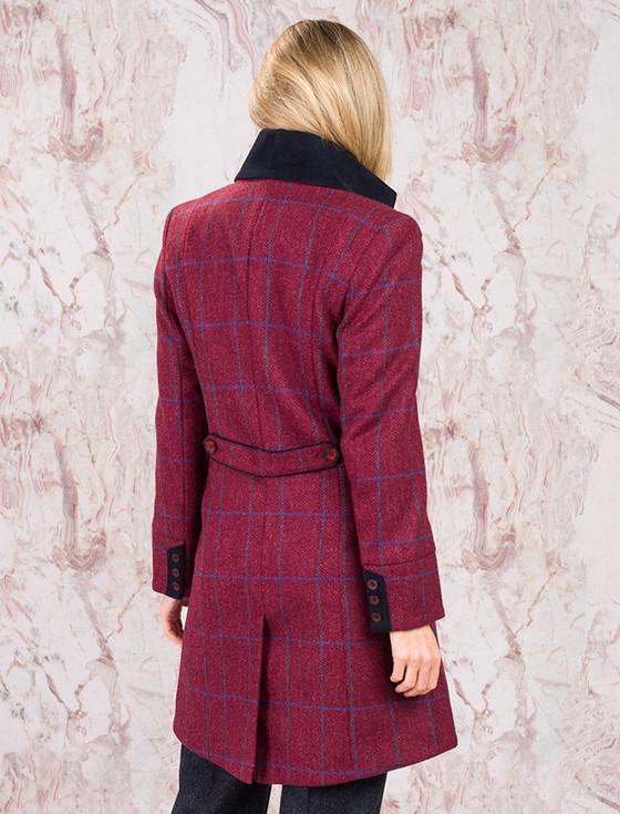 Aran Cashmere Sinead Tweed Coat - Rose Herringbone Check
