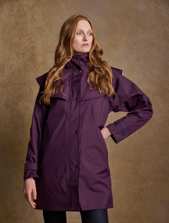 Aran Cashmere Skellig Ladies Waterproof 3/4 Coat - Blackberry