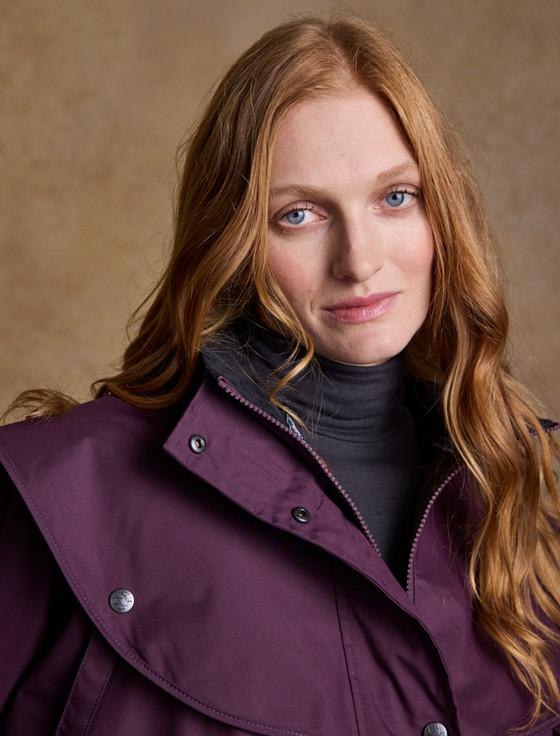 Aran Cashmere Skellig Ladies Waterproof 3/4 Coat - Blackberry
