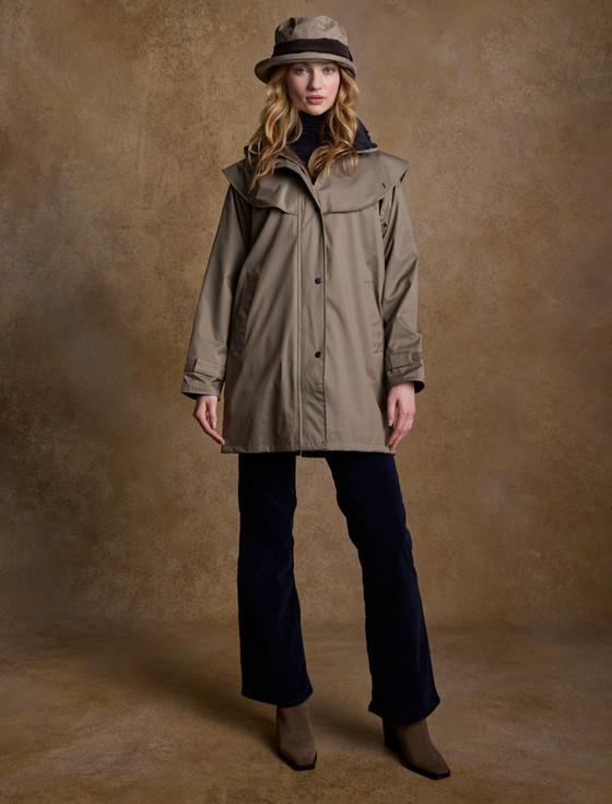 Aran Cashmere Skellig Ladies Waterproof 3/4 Coat - Chinchilla