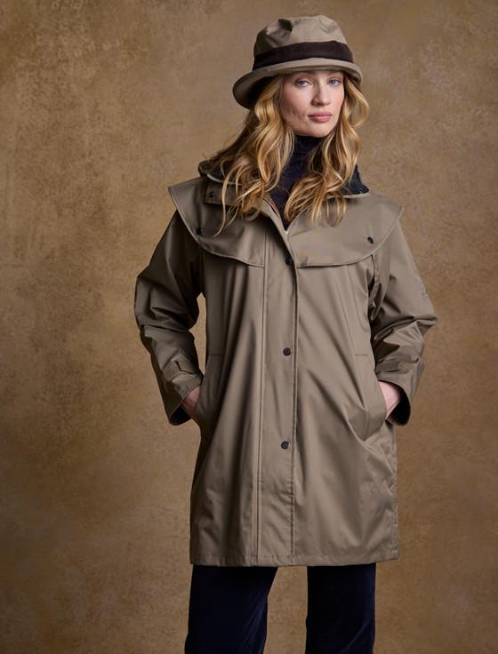 aran cashmere Skellig Ladies Waterproof 3/4 Coat - Chinchilla