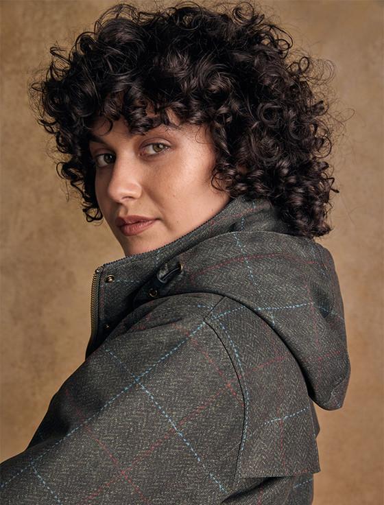 Aran Cashmere Sophia Waterproof Coat - Green Windowpane