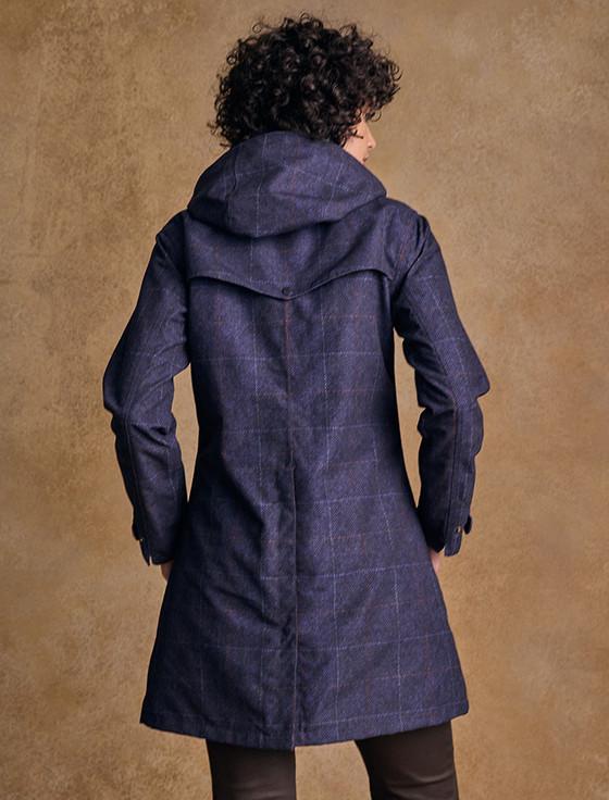 Aran Cashmere Sophia Waterproof Coat - Navy Windowpane