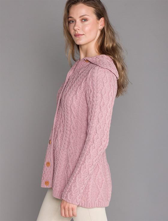 Aran Cashmere Sup‎er Soft Luxury Button-Up Flared Aran Cardigan‎‎‎‎‎‎