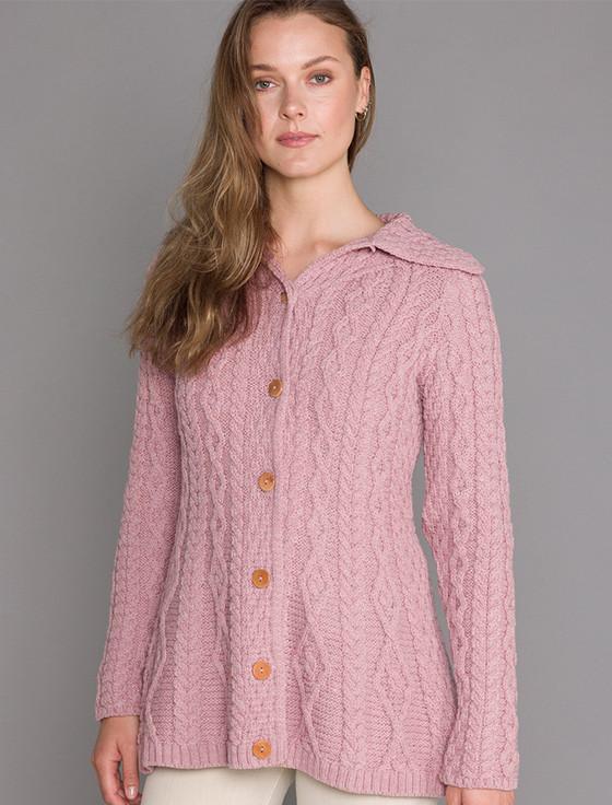 aran cashmere Sup‎er Soft Luxury Button-Up Flared Aran Cardigan‎‎‎‎‎‎
