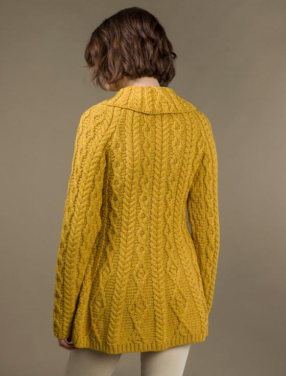 Aran Cashmere Super So‎ft Luxury Button-Up Flared Aran Cardigan‎‎‎‎‎‎