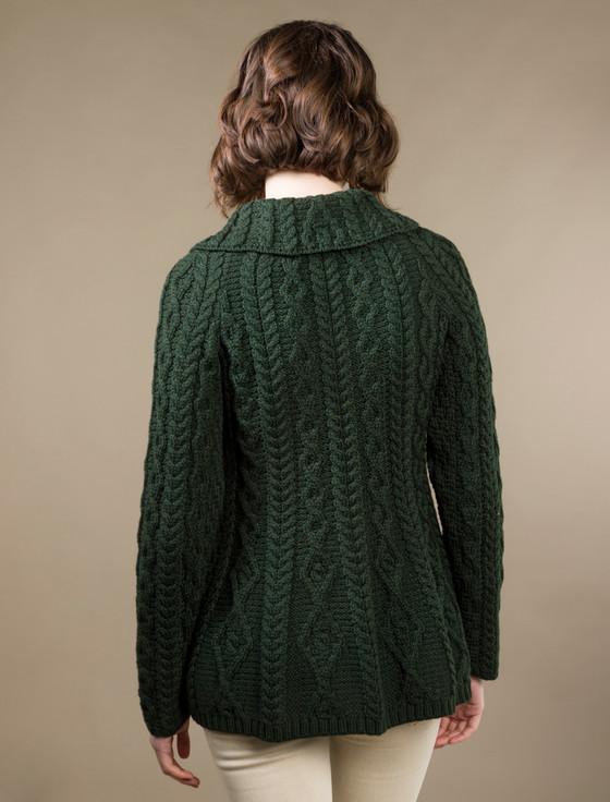 Aran Cashmere Super Sof‎t Luxury Bu‎tton-Up Flared Aran Cardigan‎‎‎‎