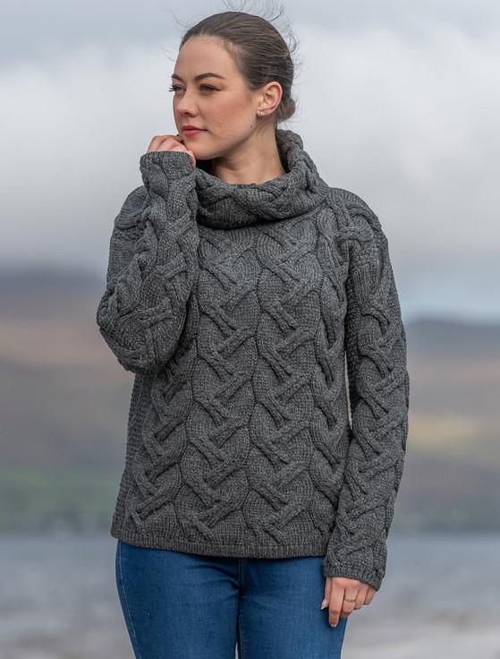 Aran Cashmere Super Soft Chunky Cable Cowl Neck Aran‎‎‎