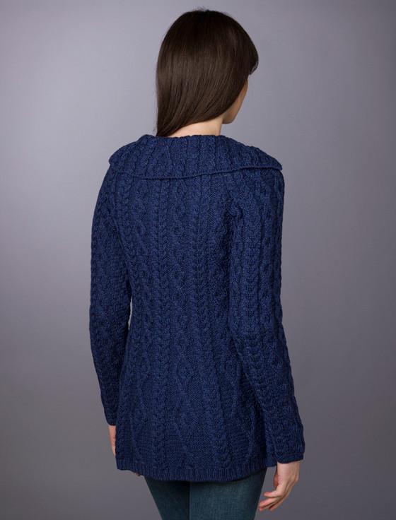 Aran Cashmere Super Soft Luxury Bu‎tton-Up Flared Aran Cardigan‎‎‎‎