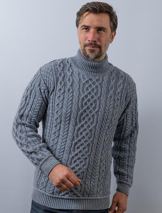 aran cashmere ‎Super Soft Men's Wool T‎urtleneck Sweater