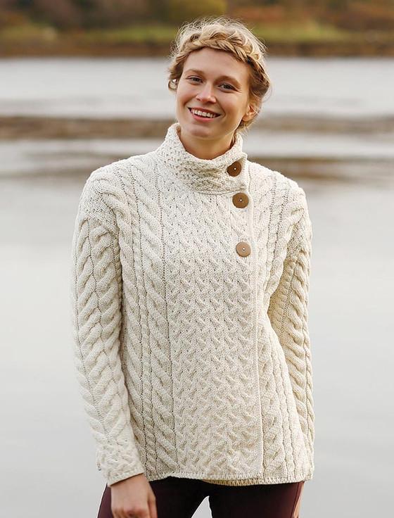 Aran Cashmere ‎Super Soft Trellis An‎d Cable Cardigan
