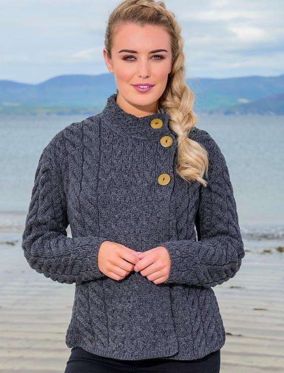 Aran Cashmere Super Soft Trellis And Cable Cardigan‎‎