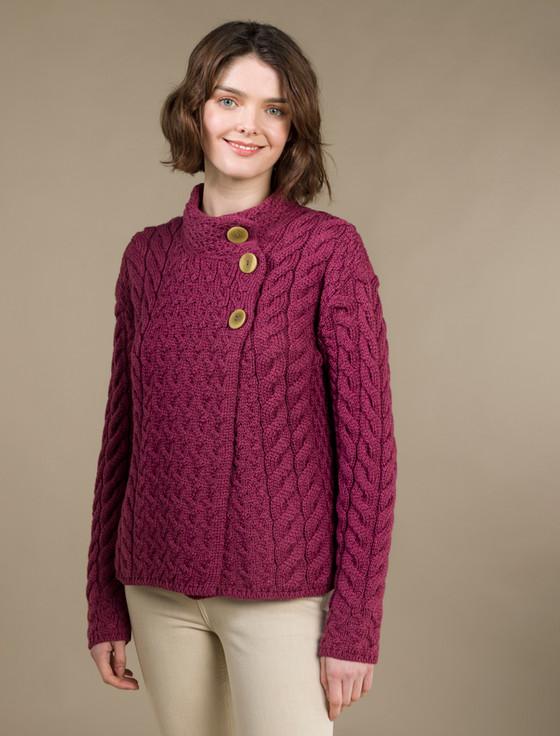 Aran Cashmere Super Soft Trellis And Cable Cardigan‎‎‎