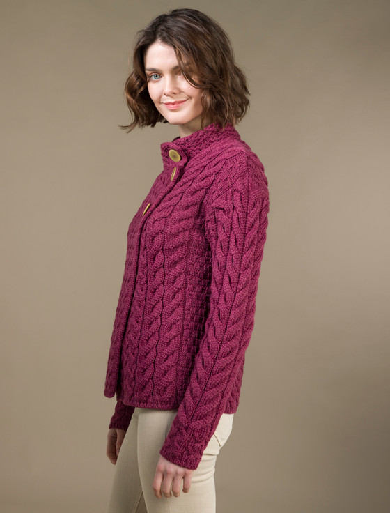 Aran Cashmere Super Soft Trellis And Cable Cardigan‎‎‎