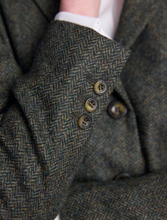 Aran Cashmere Tara Tweed Hacking Jacket - Green Fields