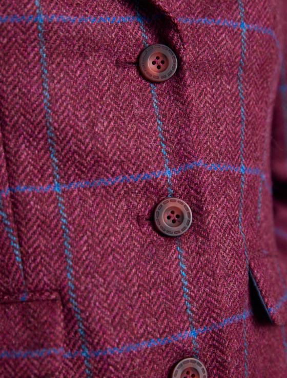 Aran Cashmere Tara Tweed Hacking Jacket - Rose Herringbone Check