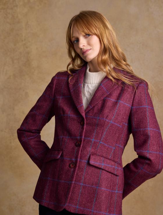 aran cashmere Tara Tweed Hacking Jacket - Rose Herringbone Check