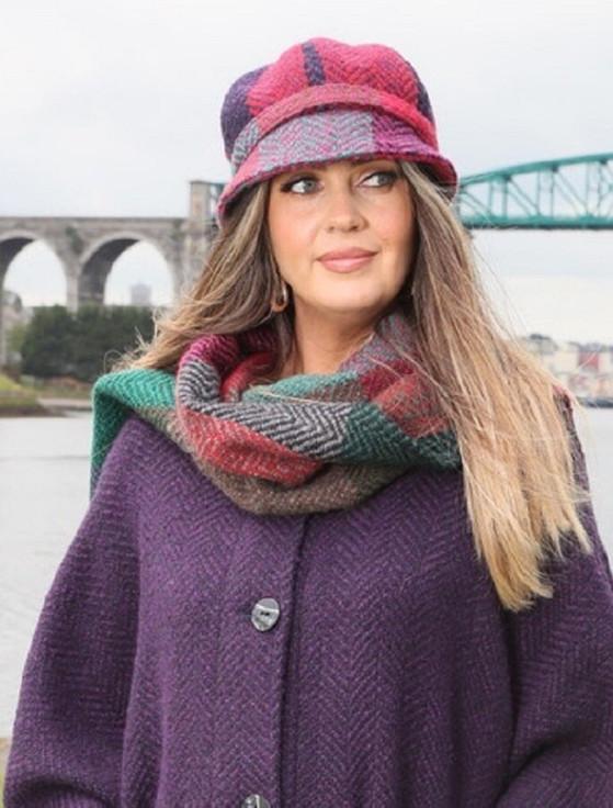 Aran Cashmere Tina Hooded Swing Cape - Killybegs Grape