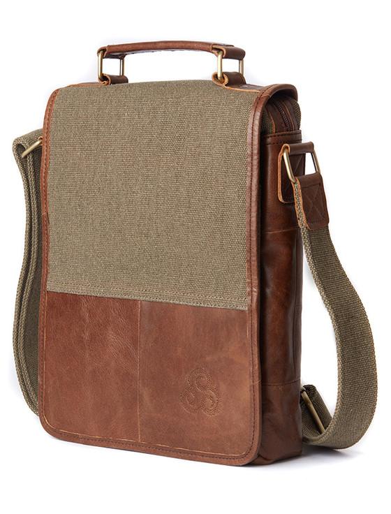 Aran Cashmere Traditional Tweed & Leather Bag With Handle