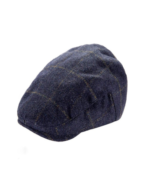 Aran Cashmere Tweed Classic Flat Cap- Blue Box Check
