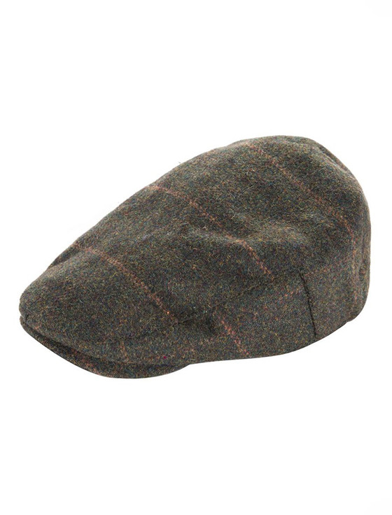 aran cashmere Tweed Classic Flat Cap - Green Box Check