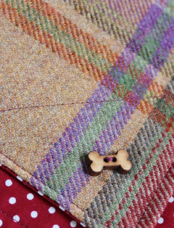 Aran Cashmere Tweed Doggy Neckerchief Bandana - Burgundy Plaid