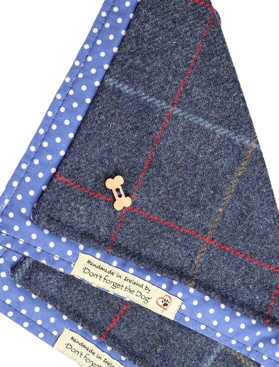 Aran Cashmere Tweed Doggy Neckerchief Bandana - Navy Blue