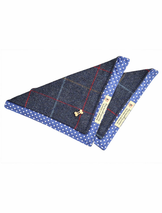 aran cashmere Tweed Doggy Neckerchief Bandana - Navy Blue