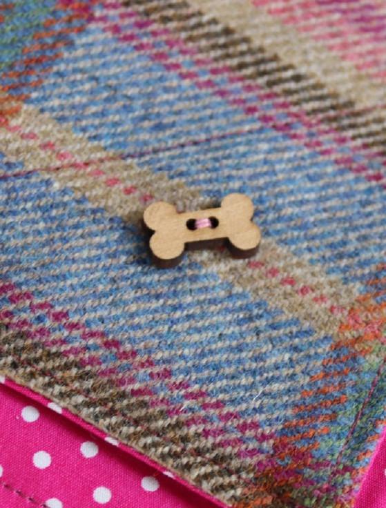 Aran Cashmere Tweed Doggy Neckerchief Bandana -Pink & Blue Plaid