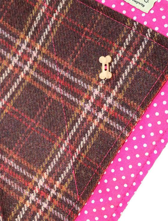 Aran Cashmere Tweed Doggy Neckerchief Bandana - Rust Windowpane