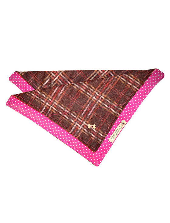 aran cashmere Tweed Doggy Neckerchief Bandana - Rust Windowpane