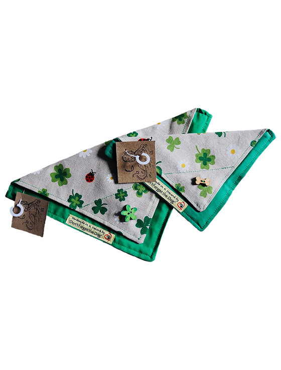 Aran Cashmere Tweed Doggy Neckerchief Bandana - Shamrock