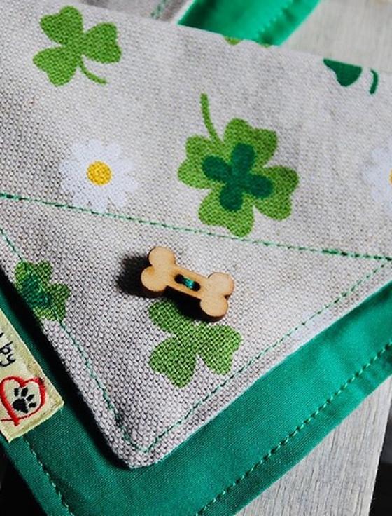 Aran Cashmere Tweed Doggy Neckerchief Bandana - Shamrock