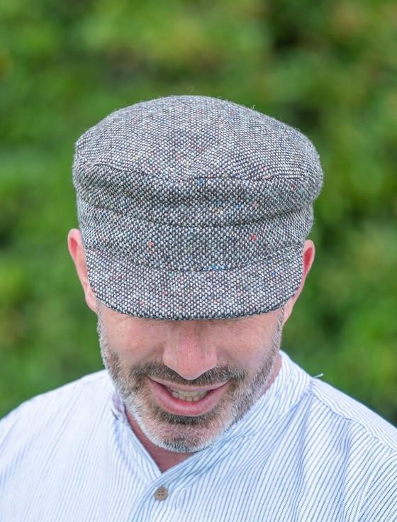 Aran Cashmere Tweed Skipper Cap- Granite Grey Salt & Pepper