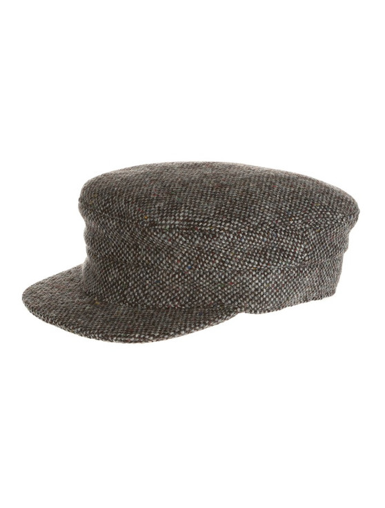 Aran Cashmere Tweed Skipper Cap- Granite Grey Salt & Pepper