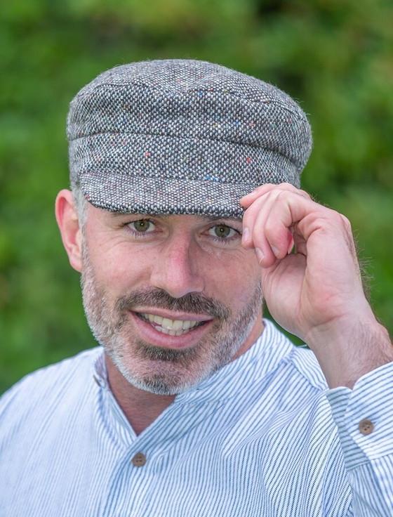 aran cashmere Tweed Skipper Cap- Granite Grey Salt & Pepper