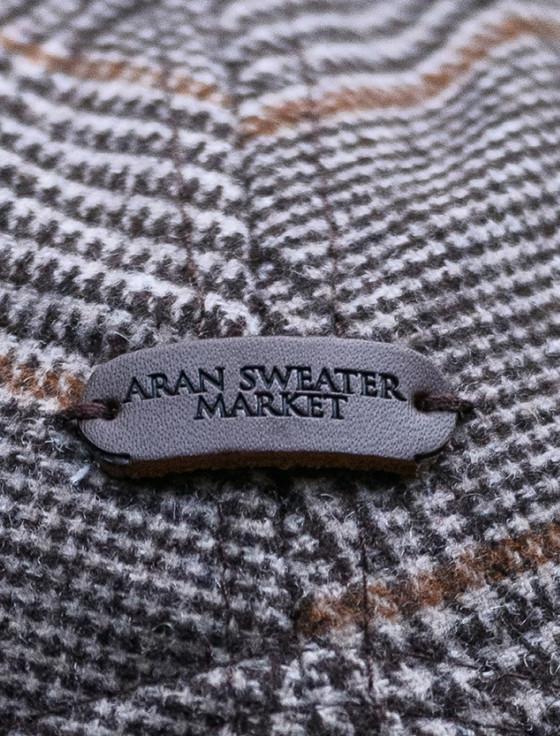 Aran Cashmere Tweed / Suede Camel Box Check Baseball Cap