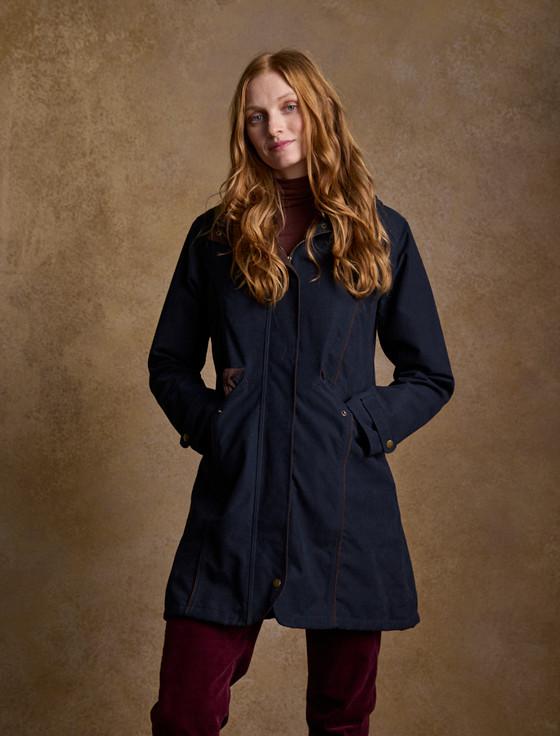 aran cashmere Una Ladies Waterproof Coat - Heritage Navy