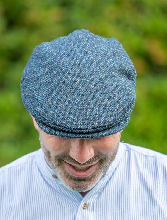 Aran Cashmere Vintage Tweed Flat Cap - Blue Salt & Pepper