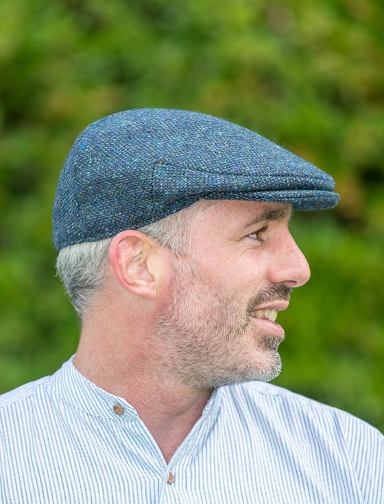 Aran Cashmere Vintage Tweed Flat Cap - Blue Salt & Pepper