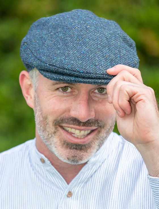 aran cashmere Vintage Tweed Flat Cap - Blue Salt & Pepper