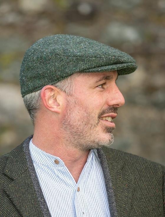 Aran Cashmere Vintage Tweed Flat Cap - Green Salt & Pepper