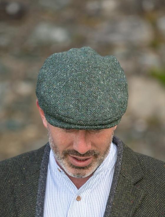 Aran Cashmere Vintage Tweed Flat Cap - Green Salt & Pepper